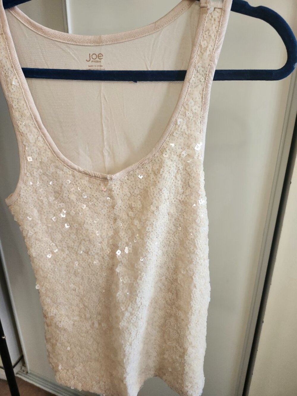 JOE FRESH  CREAM  SEQUIN TANK TOP   COLOR  CREAM   SIZE S/P